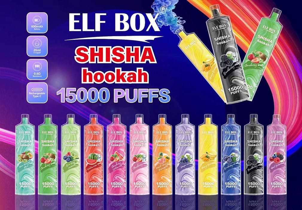 Elf Box Shisha Hookah Vape 15000 Puffs - High-Quality Disposable E-Cigarette with Customizable Nicotine Levels (0% to 5%) for Wholesale Purchase