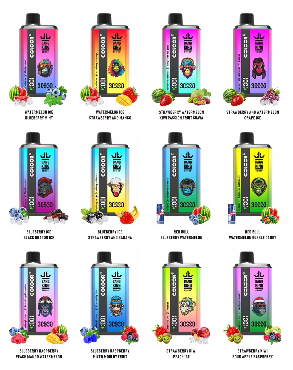 Bang King 30000 Puffs Geschmacksvarianten mit Dual-Flavor-Technologie für individuellen Geschmack, erhältlich bei VAPEPUFF.