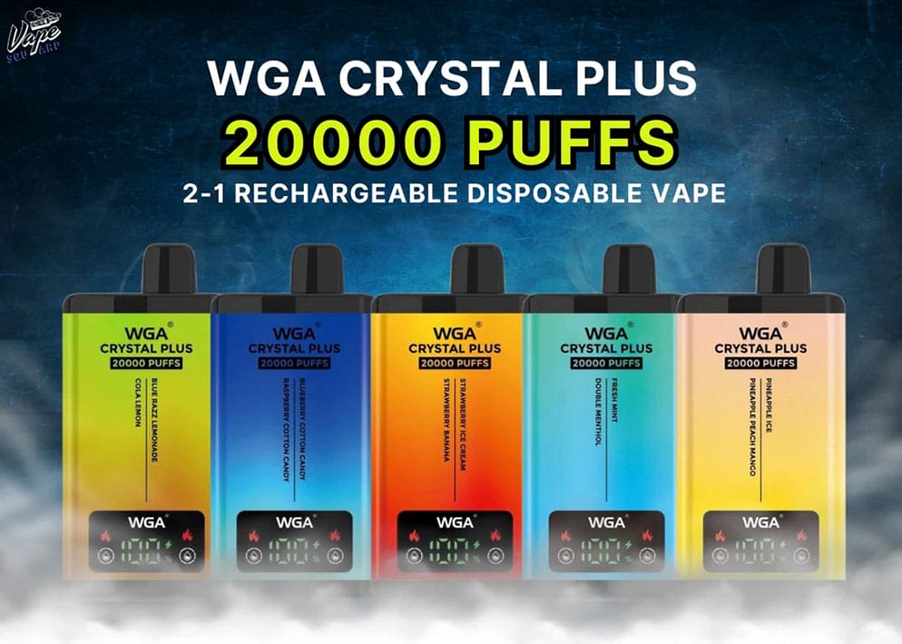 WGA Crystal Plus mit leuchtender Hülle und 20.000 Zügen, Typ-C und dualen Aromen