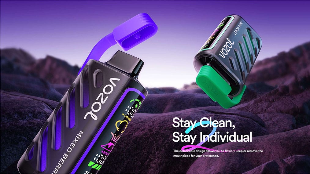 Vozol Gear 20000 Puffs Einweg Vape mit abnehmbarem Mundstück für individuelle Hygiene und Komfort.