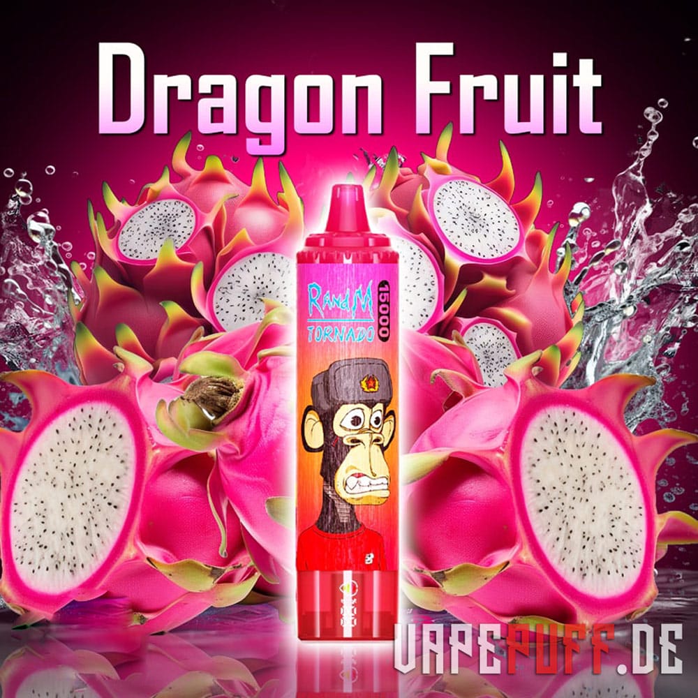 RandM Tornado 15000 disposable vapes featuring exotic dragon fruit flavor with a tropical and sweet vaping experience