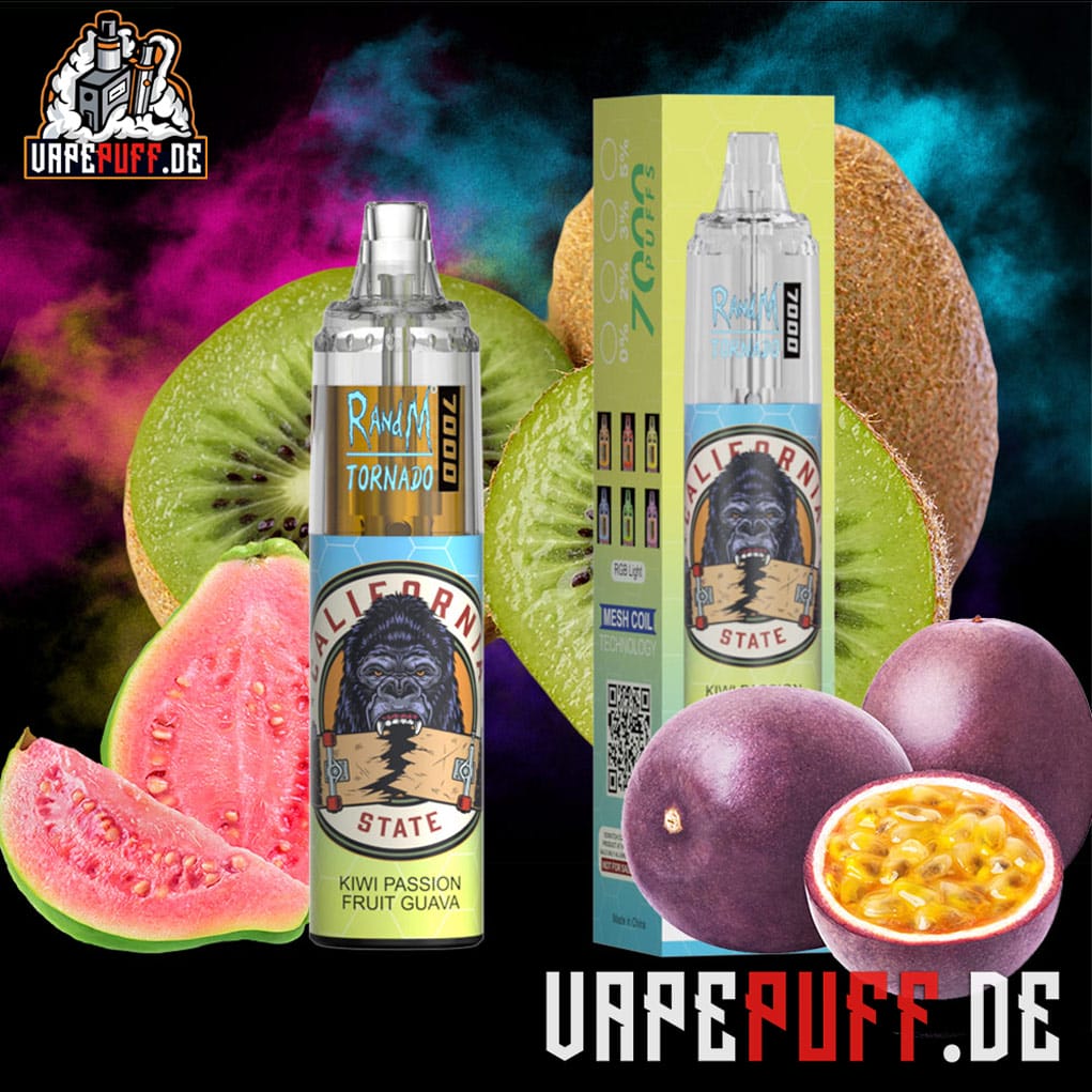 RandM-Tornado-gorilla vape 7000-Kiwi-Passion-Fruit-Guava