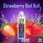 Energetic strawberries enhanced by vibrant purple hues and the sleek Randm Tornado 7000 vape.