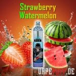 Juicy watermelons and strawberries drenched in vibrant splashes, featuring the sleek Randm Tornado 7000 vape.